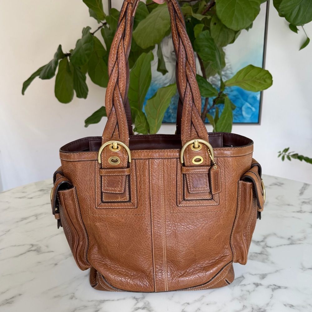 Coach Vintage Y2K Soho Mia Braided Strap Leather Shoulder Tote Bag Tobacco 10049 - Picture 2 of 16